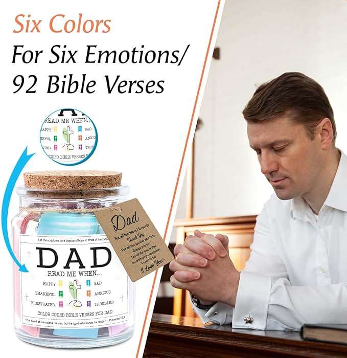 NewEleven Fathers Day Gift For Dad From Daughter, Son - Bible Verse Jar For Father, Inspirational Scripture Jar With 92 Bible Verses, Decorative Christian Gift For New Dad - Image 4