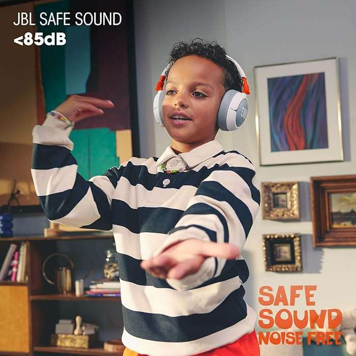 JBL Junior 470NC - Wireless Over-Ear Noise Cancelling Kids Headphones with JBL Safe Sound (<85dB), Fit for Kids, Parental Control with Customizable Volume & Playtime and 50Hr Battery Life (White) - Image 3