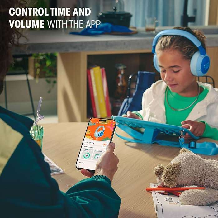 JBL Junior 470NC - Wireless Over-Ear Noise Cancelling Kids Headphones with JBL Safe Sound (<85dB), Fit for Kids, Parental Control with Customizable Volume & Playtime and 50Hr Battery Life (White) - Image 4