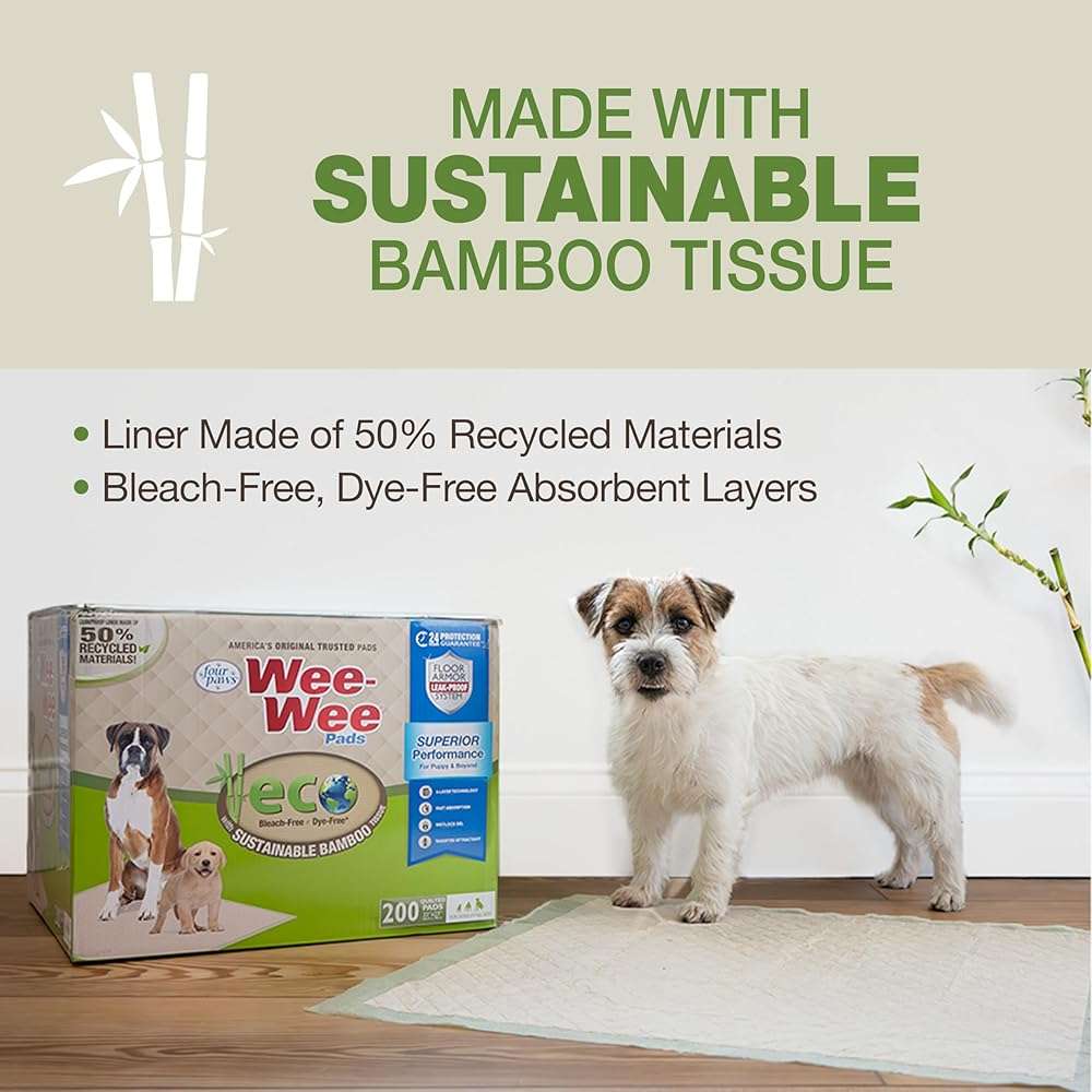 Four Paws Wee-Wee Superior Performance Bamboo Pee Pads for Dogs, Earth Friendly Dog & Puppy Potty Training Pads, Crate Liners, Housebreaking Supplies, 22" x 23" (32 Count) - Image 5