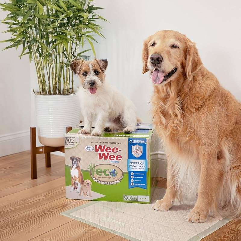 Four Paws Wee-Wee Superior Performance Bamboo Pee Pads for Dogs, Earth Friendly Dog & Puppy Potty Training Pads, Crate Liners, Housebreaking Supplies, 22" x 23" (32 Count) - Image 6