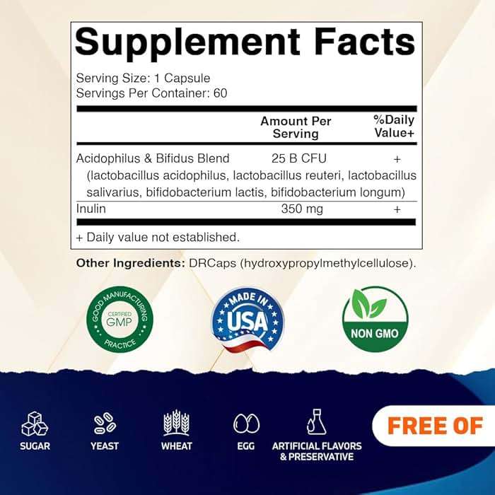 Vitamatic Acidophilus Bifidus 25 Billion DR Capsule - 60 Count - Digestive Support - Made with Prebiotic Inulin Fiber - Image 2