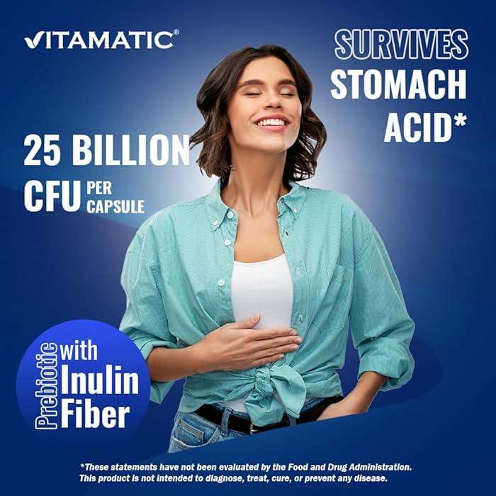 Vitamatic Acidophilus Bifidus 25 Billion DR Capsule - 60 Count - Digestive Support - Made with Prebiotic Inulin Fiber - Image 6