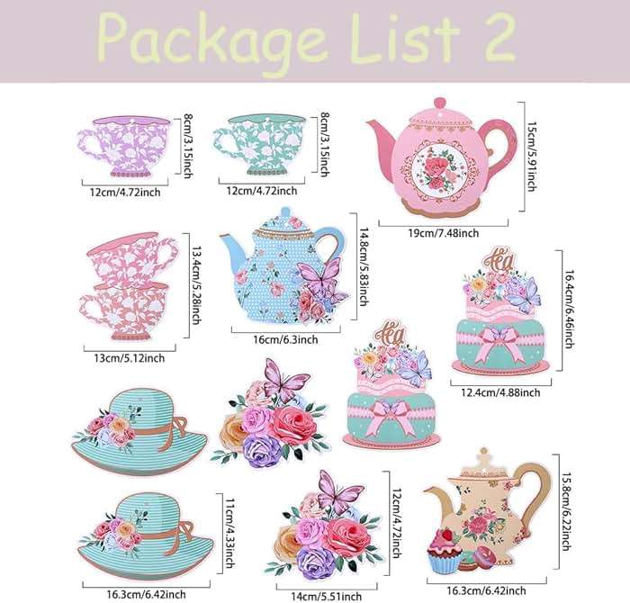 Tea Party Decorations 26Pcs Macaron Balloons with LETS PARTEA Foil Balloon Banner, Teacups andTeapot Hanging Swirls for Floral Spring Birthday Mother's Day Talking Tables Tea Party Supplies - Image 3