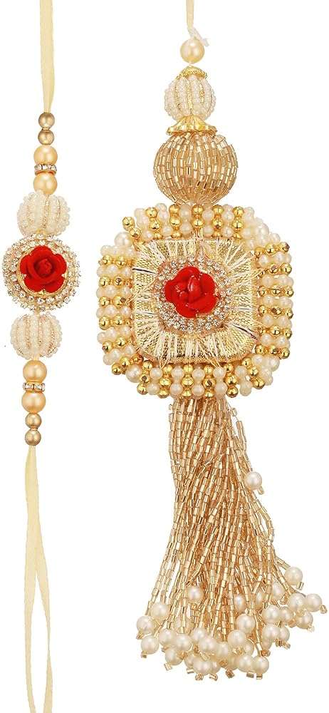 TIED RIBBONS Raksha bandhan Rakhi for Bhaiya Bhabhi | Lumba for Bhabhi - Rakhi for Brother and Bhabhi Gift Set | Bhai Bhabhi Rakhi Set | Roli Tika - Image 6