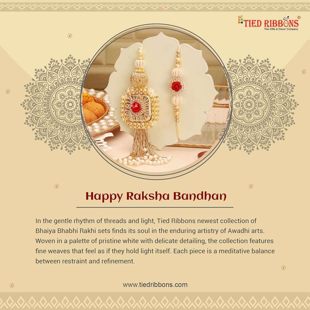 TIED RIBBONS Raksha bandhan Rakhi for Bhaiya Bhabhi | Lumba for Bhabhi - Rakhi for Brother and Bhabhi Gift Set | Bhai Bhabhi Rakhi Set | Roli Tika - Image 7