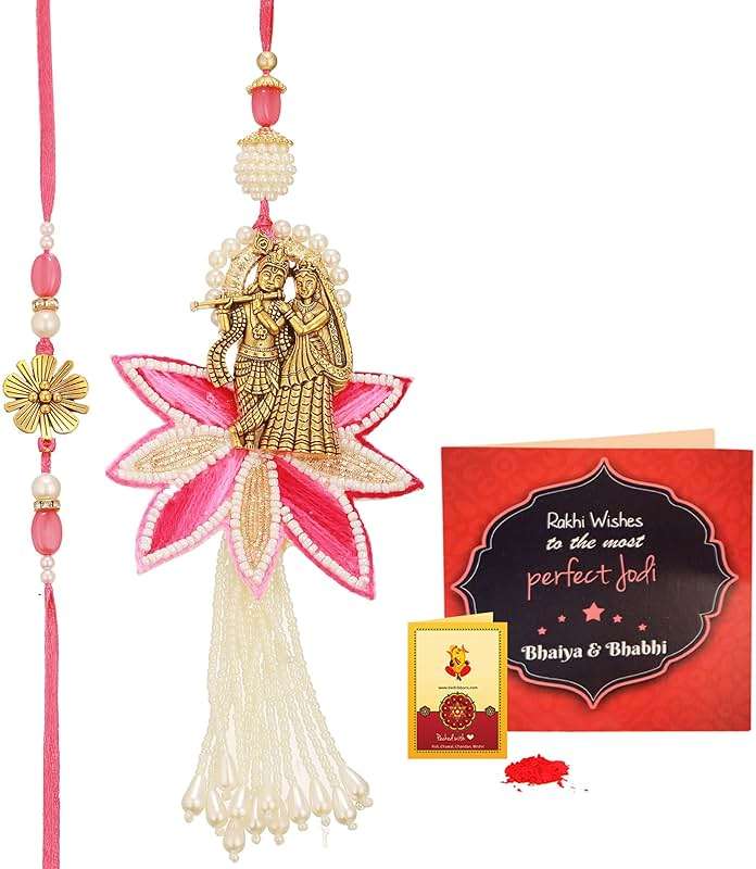 TIED RIBBONS Rakhi for Brother and Bhabhi Rakhi Set for Bhai Bhabhi Rakhi for Bhaiya Bhabhi with Gift - Lumba Rakhi for Bhabhi and Raksha Bandhan and Roli Tikka - Image 2