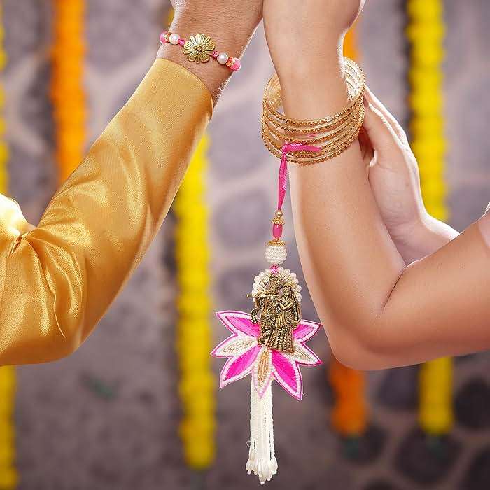 TIED RIBBONS Rakhi for Brother and Bhabhi Rakhi Set for Bhai Bhabhi Rakhi for Bhaiya Bhabhi with Gift - Lumba Rakhi for Bhabhi and Raksha Bandhan and Roli Tikka - Image 3