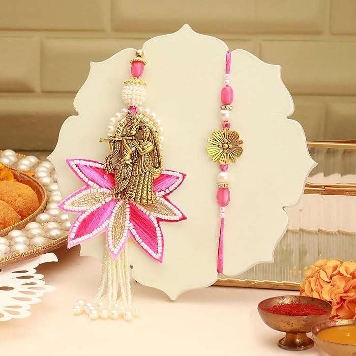 TIED RIBBONS Rakhi for Brother and Bhabhi Rakhi Set for Bhai Bhabhi Rakhi for Bhaiya Bhabhi with Gift - Lumba Rakhi for Bhabhi and Raksha Bandhan and Roli Tikka - Image 4