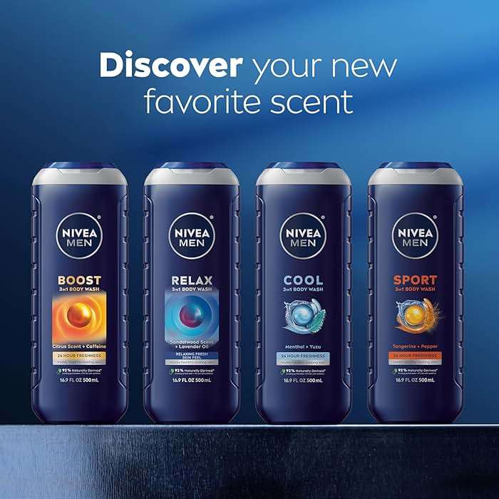 NIVEA MEN Fresh Wave Body Wash with Menthol, Refreshing Scent, 3-in-1 Men's Body Wash, Face and Hair, Paraben Free, Vegan Formula, 16.9 Fl Oz Bottle, Pack of 3 - Image 8