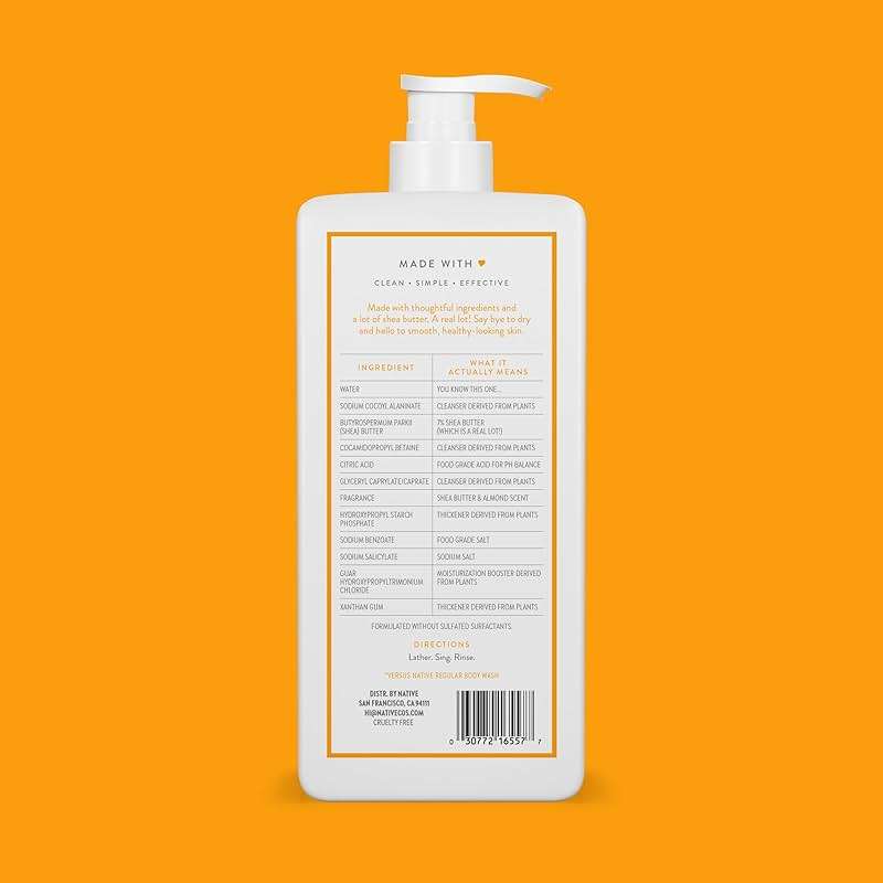 Native Moisturizing Body Wash Contains Naturally Derived Ingredients | For Women & Men, Sulfate, Paraben, & Dye Free Leaving Skin Soft and Hydrated | Shea Butter & Almond 18 oz - Image 3