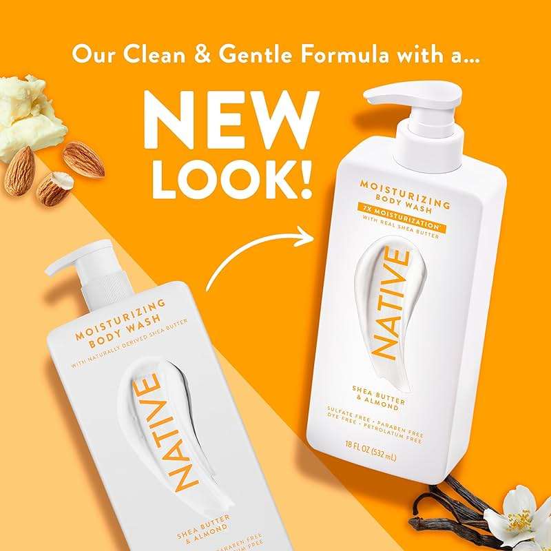 Native Moisturizing Body Wash Contains Naturally Derived Ingredients | For Women & Men, Sulfate, Paraben, & Dye Free Leaving Skin Soft and Hydrated | Shea Butter & Almond 18 oz - Image 6
