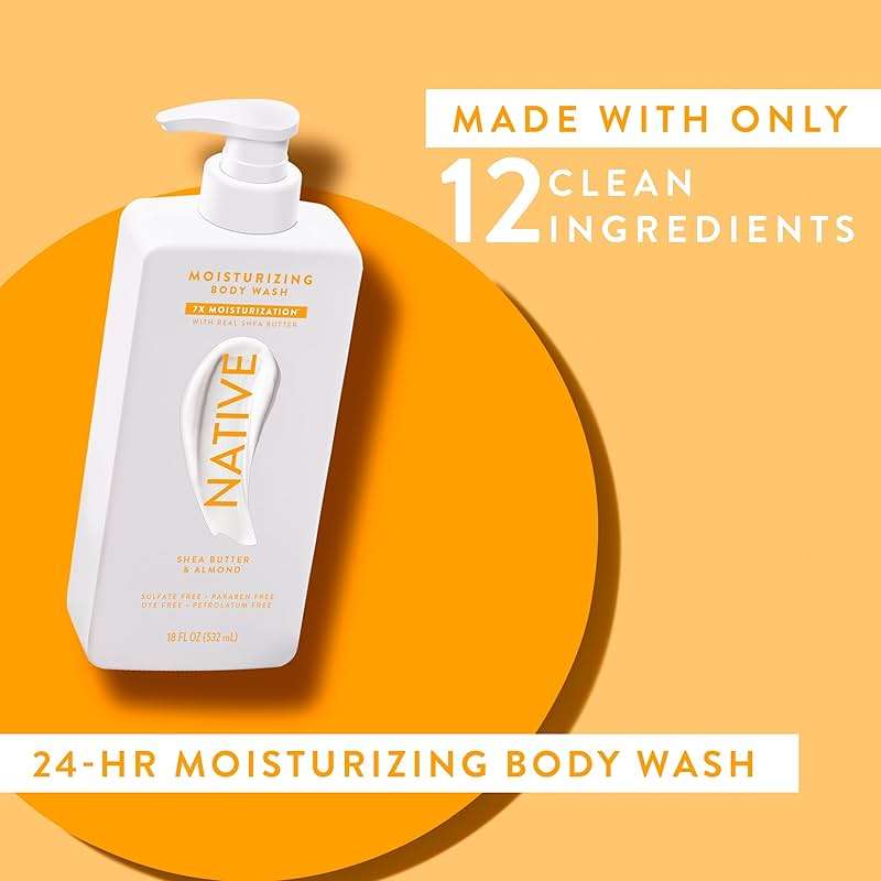 Native Moisturizing Body Wash Contains Naturally Derived Ingredients | For Women & Men, Sulfate, Paraben, & Dye Free Leaving Skin Soft and Hydrated | Shea Butter & Almond 18 oz - Image 7