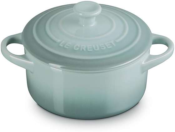 Le Creuset Stoneware Mini Round Cocotte, 24 oz., Sea Salt - Image 1