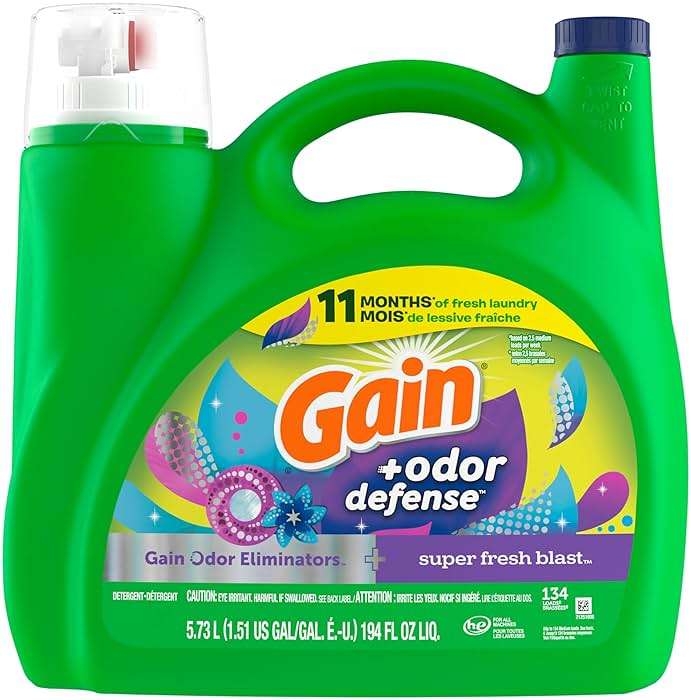 Gain Odor Defense Liquid Laundry Detergent, Super Fresh Blast Scent, 194 fl oz, 134 loads, 2 in 1, Laundry Detergent Liquid Soap, HE compatible - Image 11