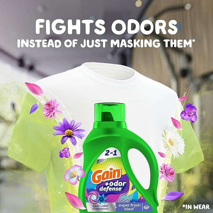 Gain Odor Defense Liquid Laundry Detergent, Super Fresh Blast Scent, 194 fl oz, 134 loads, 2 in 1, Laundry Detergent Liquid Soap, HE compatible - Image 3