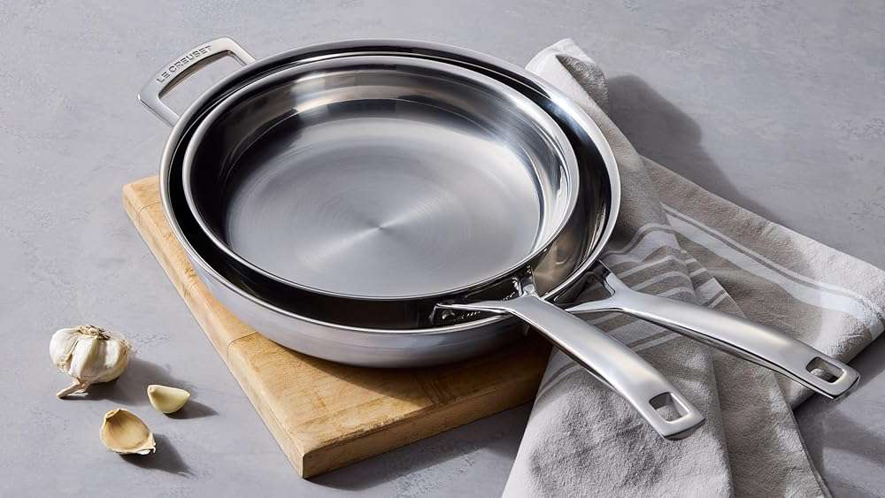 Le Creuset Stainless Steel Classic 3-Ply Set of 2 Fry Pan Set, 9.5" and 11" - Image 2