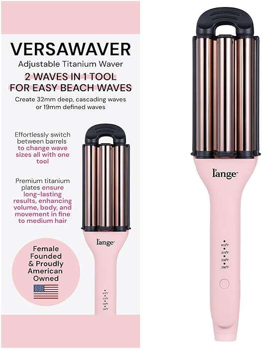L'ANGE HAIR VersaWaver | 2-in-1 Adjustable Titanium Hair Waver & Crimper | 19mm & 32mm Barrels for Beach Waves & Defined Crimps | 3 Barrel Hair Tool with Heat Glove & Mat, Dual Voltage | Blush - Image 1