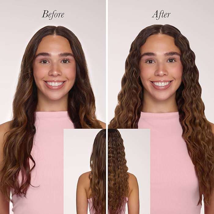 L'ANGE HAIR VersaWaver | 2-in-1 Adjustable Titanium Hair Waver & Crimper | 19mm & 32mm Barrels for Beach Waves & Defined Crimps | 3 Barrel Hair Tool with Heat Glove & Mat, Dual Voltage | Blush - Image 7
