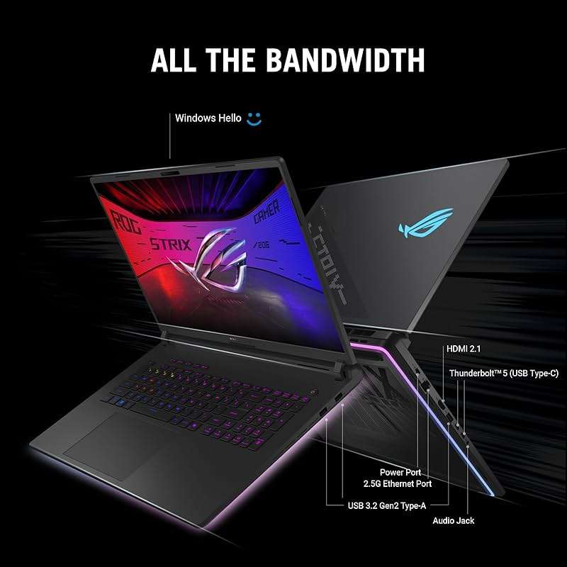 ASUS ROG Strix SCAR 18 (2025) Gaming Laptop, 18” ROG Nebula HDR 16:10 2.5K 240Hz/3ms, NVIDIA® GeForce RTX™ 5080, Intel® Core™ Ultra 9 275HX, 32GB DDR5-5600, 2TB PCIe Gen 4 SSD, Wi-Fi 7, Windows 11 Pro - Image 8