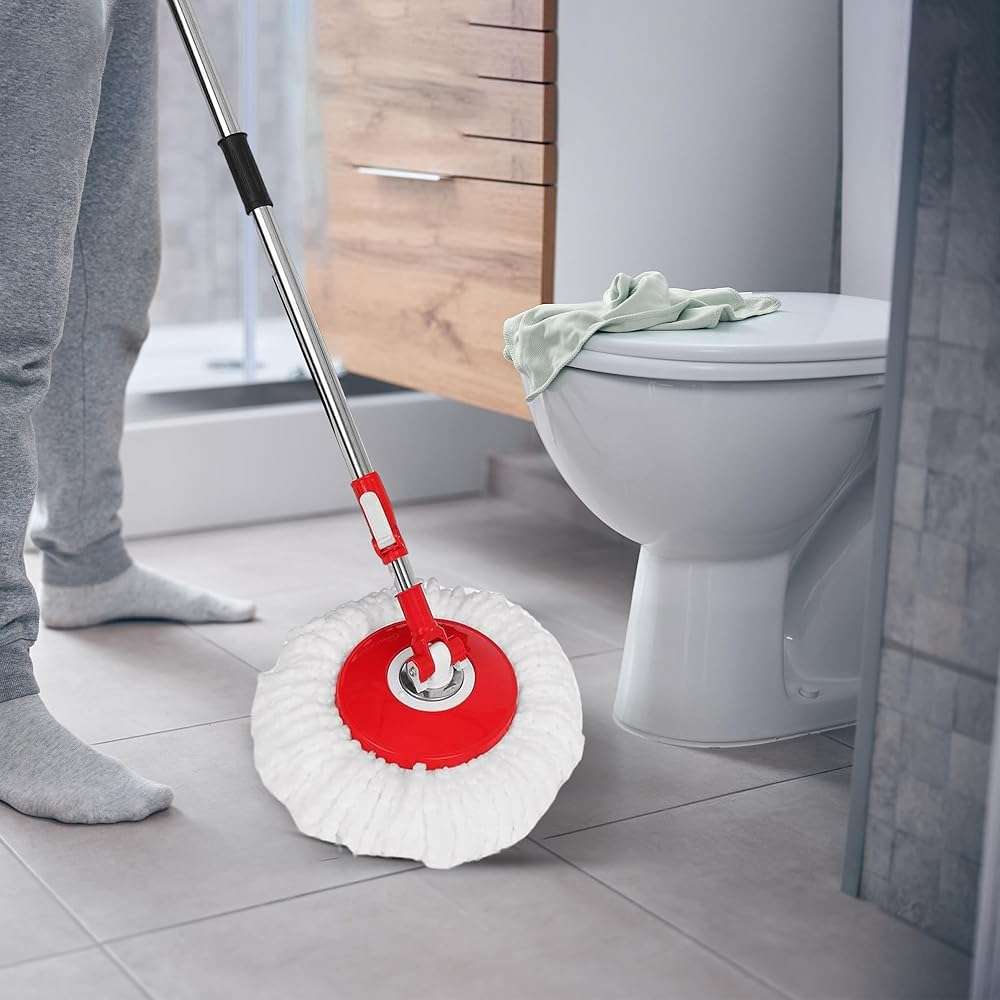 Simpli-Magic 360° Spin Mop and Bucket with Wringer – 3 High-Absorbent Microfiber Washable Heads – Spinning Mop and Bucket Set for All Types Floor Cleaning (Black) - Image 2