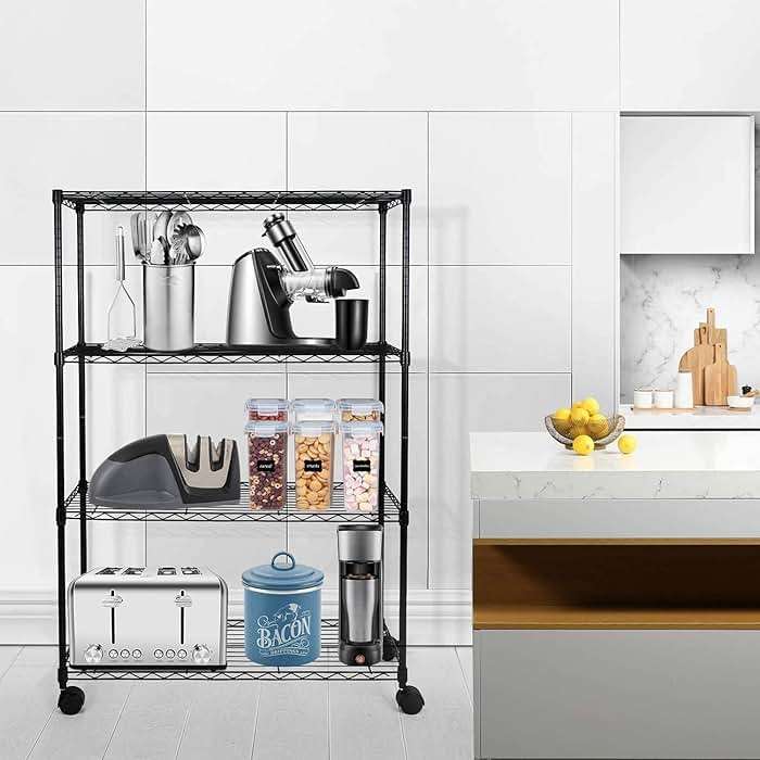 Simple Deluxe Heavy Duty 4-Shelf Storage Shelving Unit, 36" D x 14" W x 55.91" H Steel Organizer Wire Rack 1000Lb Capacity, Black - Image 2