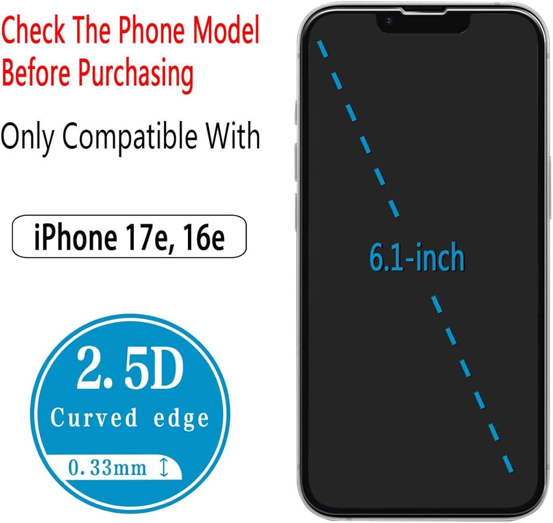 Bencuku (2 Pack) Screen Protector for iPhone 17e / iPhone 16e Tempered Glass, Anti Scratch, Bubble Free - Image 3