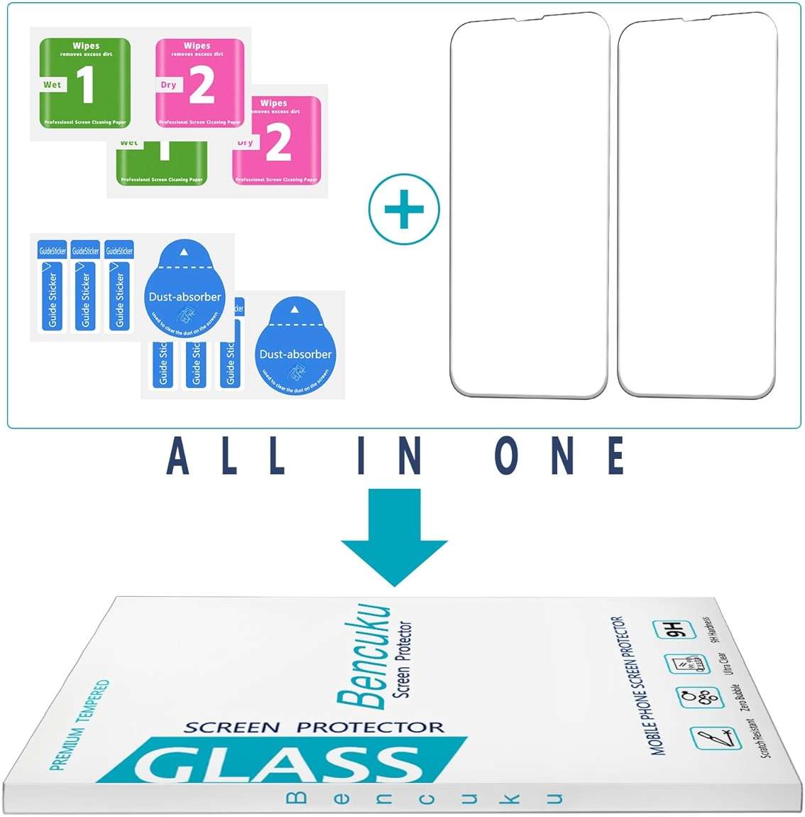 Bencuku (2 Pack) Screen Protector for iPhone 17e / iPhone 16e Tempered Glass, Anti Scratch, Bubble Free - Image 7