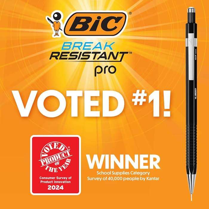 BIC Break Resistant Pro with Shock-Absorption and Twist-Up Eraser, Mechanical Pencil, 2-Count - Image 6