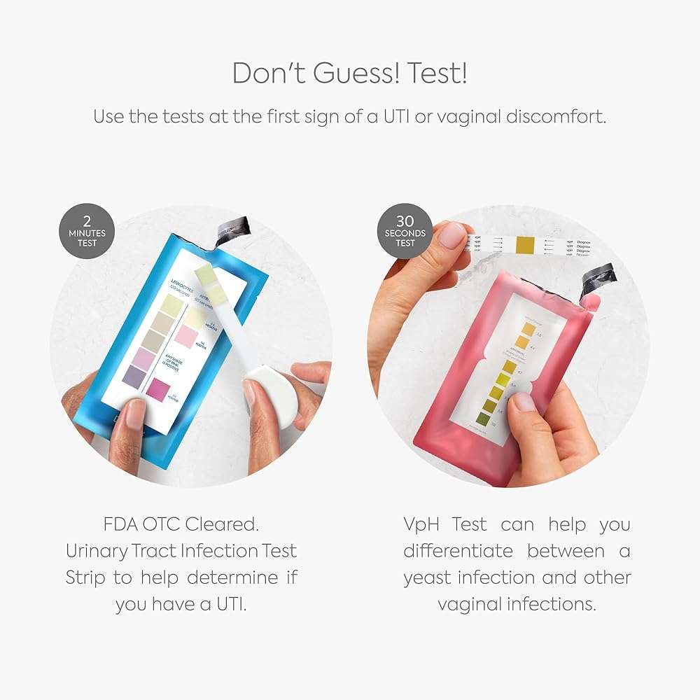 Diagnox UTI Test & Vaginal pH Test Bundle – Clinical Grade Accuracy – 3 UTI Test Strips & 3 Vaginal pH Test Strips for Women – UTI, BV, pH Balance and Yeast Infection Test Kit - Image 3
