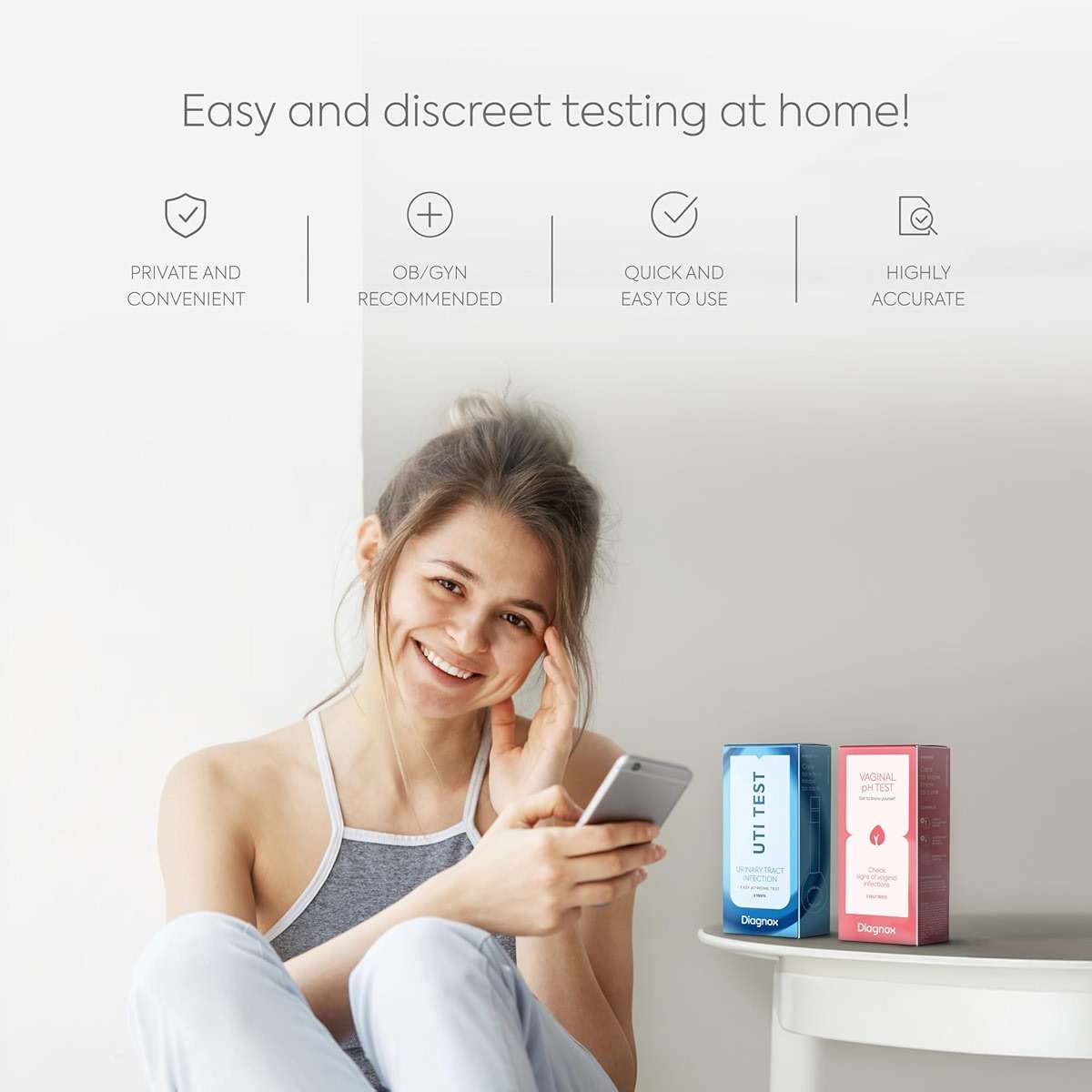 Diagnox UTI Test & Vaginal pH Test Bundle – Clinical Grade Accuracy – 3 UTI Test Strips & 3 Vaginal pH Test Strips for Women – UTI, BV, pH Balance and Yeast Infection Test Kit - Image 6