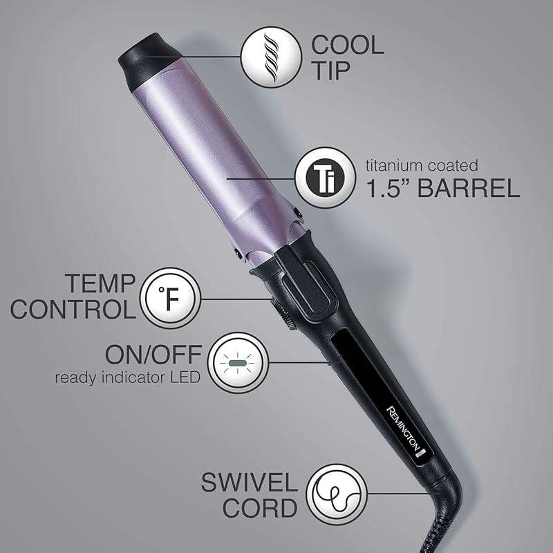 Remington Anti-Static 1.5-Inch Clipped Curling Iron with Titanium Protection, Fast Heat-Up, Ceramic Barrel for Big Voluminous Waves & Added Body, Auto Shut-Off - Image 7