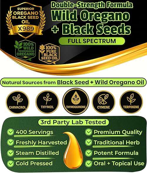 Oil Of Oregano With Black Seed Oil - 400 Servings, 2 in 1 Wild Organic Oregano Oil with Black Seed Oil for Immune & Digestive Support – Non-GMO, Gluten-Free Drops – Herbal Wellness Supplement - Image 6