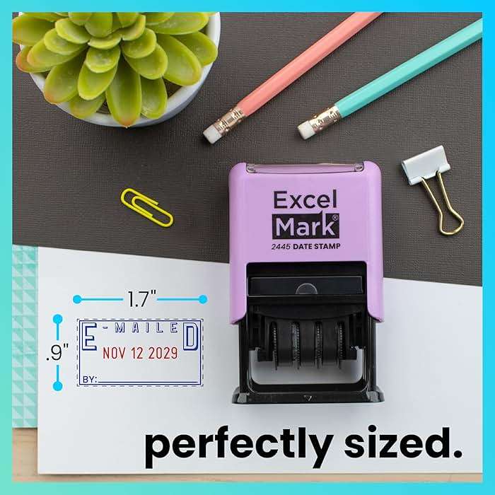 ExcelMark 2445 Date Stamp with Text - Blue and Red Ink (Violet Mount, Emailed) - Image 9