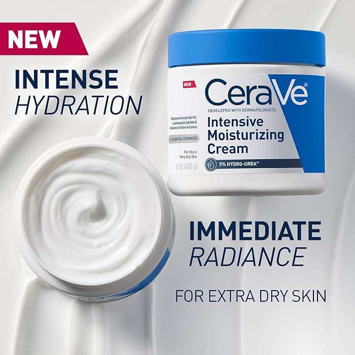 CeraVe Intensive Moisturizing Cream, Body Moisturizer With Shea Butter, 72H Hydration + Skin Barrier Repair, Fragrance-Free Body Lotion For Extremely Dry Skin, 19oz | Packaging May Vary - Image 2