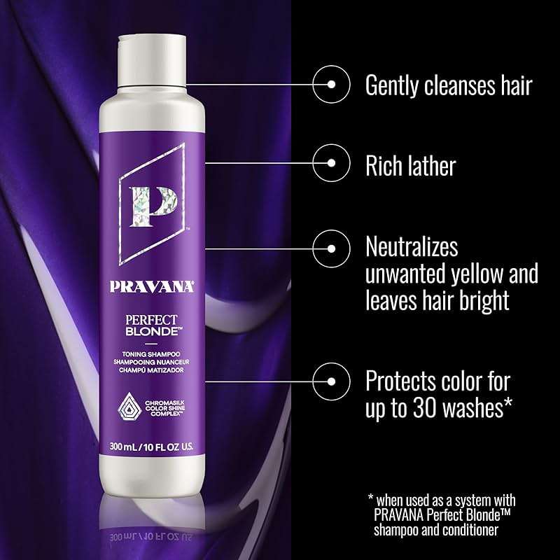 Pravana The Perfect Blonde Purple Toning Shampoo | Neutralizes Brassy, Yellow Tones | For Color Treated Hair | Chromasilk Enhances Shine & Protection | Vegan, Cruelty-Free | Paraben & Sulfate Free - Image 3