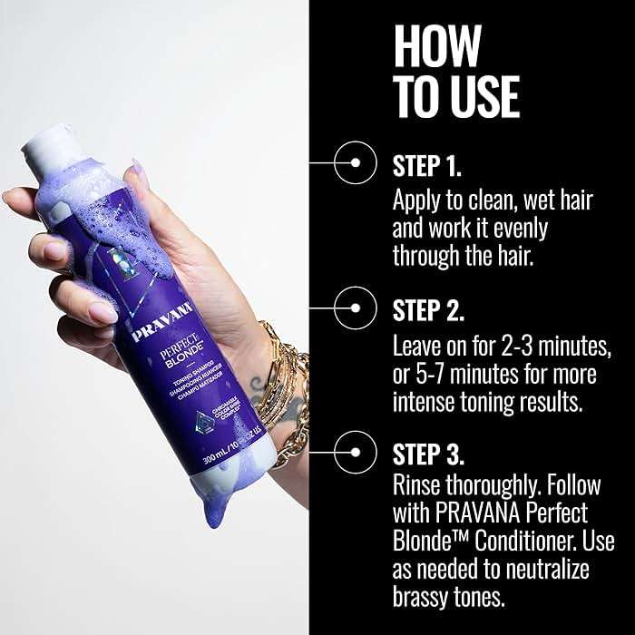 Pravana The Perfect Blonde Purple Toning Shampoo | Neutralizes Brassy, Yellow Tones | For Color Treated Hair | Chromasilk Enhances Shine & Protection | Vegan, Cruelty-Free | Paraben & Sulfate Free - Image 5