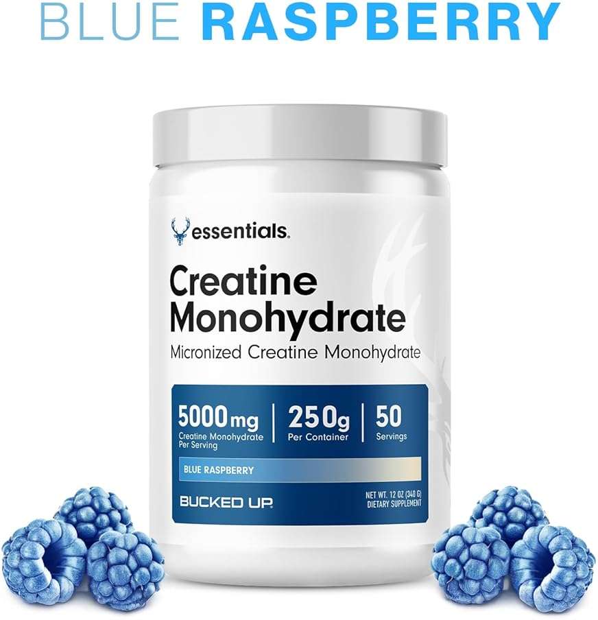 Bucked Up Blue Rasberry Creatine for Women and Men - Easy to Mix Vegetarian - Flavored Creatine Monohydrate Powder - Made in USA - 5G Per Serving - 50 Servings - 250 Grams Per Container - Image 3