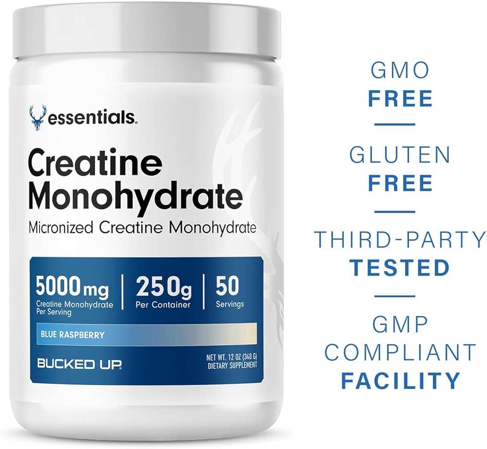 Bucked Up Blue Rasberry Creatine for Women and Men - Easy to Mix Vegetarian - Flavored Creatine Monohydrate Powder - Made in USA - 5G Per Serving - 50 Servings - 250 Grams Per Container - Image 6