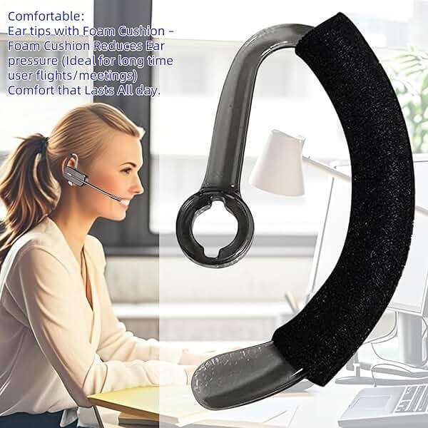 Aginkgo CS540 Eartips Set, Ear Hook Loops, Comfortable Ear Tips Foam Spare Ear Gels Secure Fit for Plantronics CS540 Savi W440 W740 W745 WH500 Headset 9pcs in a Box (S+M+L) - Image 4
