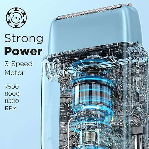 Electric Razor Electric Shaver for Men,Upgraded Foil Shaver with 3 Speeds, Double Floating Blade IPX7 Waterproof Wet/Dry LED Display USB Type C Rechargeable - Image 4