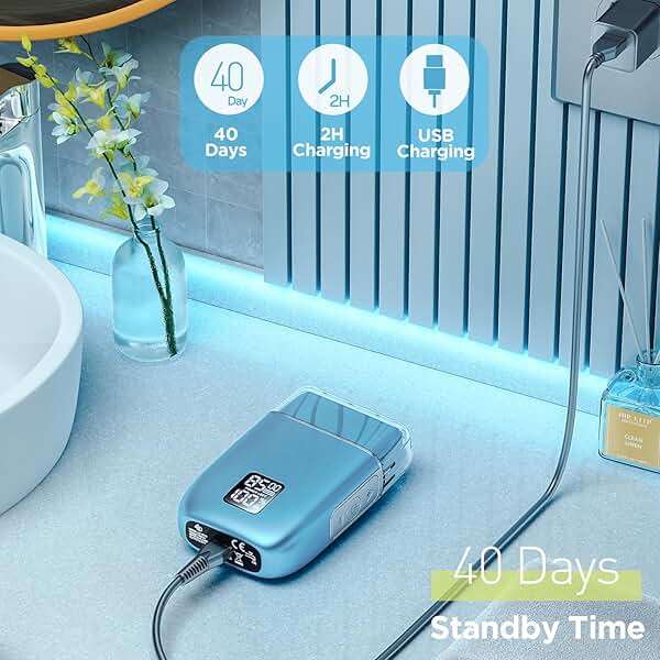 Electric Razor Electric Shaver for Men,Upgraded Foil Shaver with 3 Speeds, Double Floating Blade IPX7 Waterproof Wet/Dry LED Display USB Type C Rechargeable - Image 5