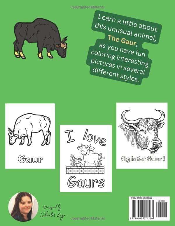 Gg is for Gaur: Weird Wildlife Coloring Book #7 (Weird Wildlife Coloring Books) - Image 2