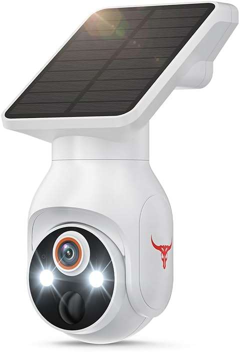 FameVibe 1080p Security Camera Wireless with Solar Panel, AI Human Detection, 2-Way Audio, Color Night Vision, Cloud Storage (Sold Separately), Indoor/Outdoor Surveillance Bullet Cam (WiFi) - Image 1