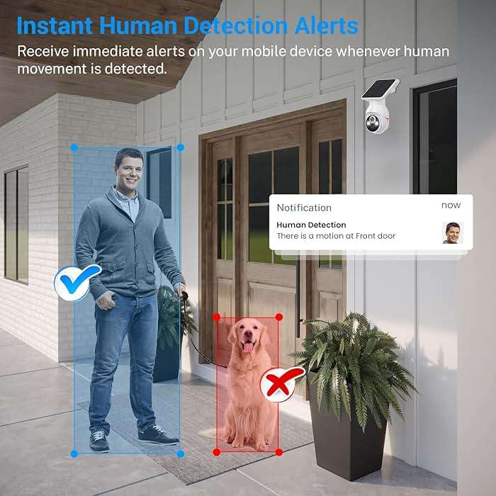 FameVibe 1080p Security Camera Wireless with Solar Panel, AI Human Detection, 2-Way Audio, Color Night Vision, Cloud Storage (Sold Separately), Indoor/Outdoor Surveillance Bullet Cam (WiFi) - Image 3