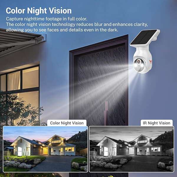 FameVibe 1080p Security Camera Wireless with Solar Panel, AI Human Detection, 2-Way Audio, Color Night Vision, Cloud Storage (Sold Separately), Indoor/Outdoor Surveillance Bullet Cam (WiFi) - Image 5
