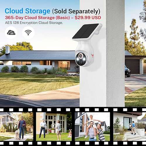 FameVibe 1080p Security Camera Wireless with Solar Panel, AI Human Detection, 2-Way Audio, Color Night Vision, Cloud Storage (Sold Separately), Indoor/Outdoor Surveillance Bullet Cam (WiFi) - Image 6