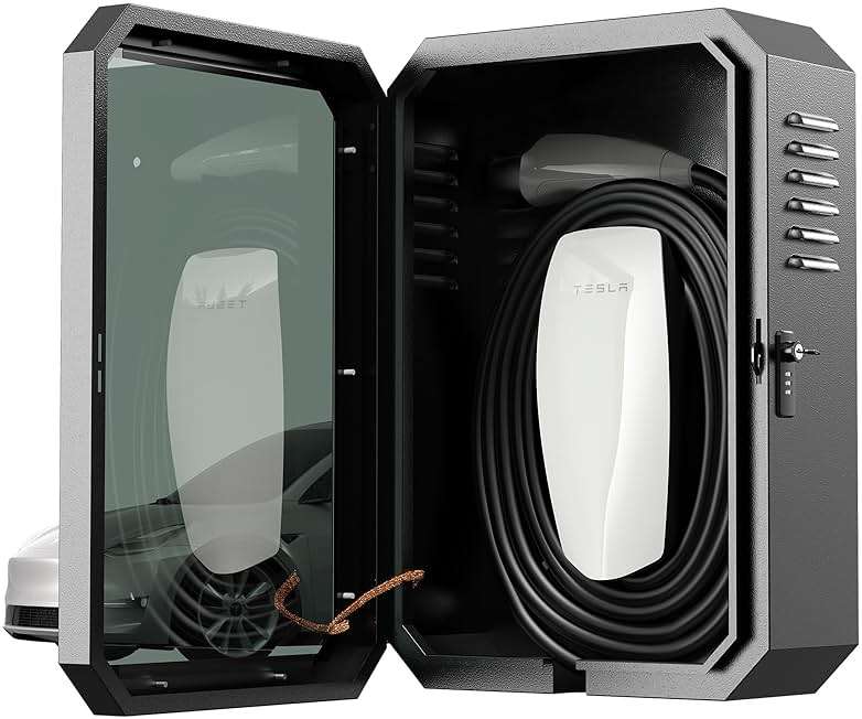 YONZEE Wall-Mounted EV Charger Protection Box – Weatherproof Charging Station Cover Case for Electric Vehicle Home Chargers, Compatible with Tesla, Standard Most EV Chargers - Image 1