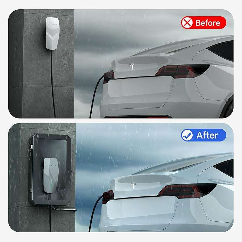 YONZEE Wall-Mounted EV Charger Protection Box – Weatherproof Charging Station Cover Case for Electric Vehicle Home Chargers, Compatible with Tesla, Standard Most EV Chargers - Image 5