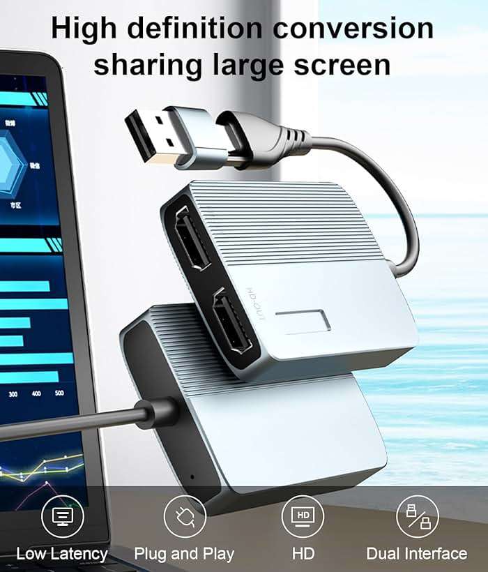 Weton USB C/USB 3.0 to Dual HDMI Adapter, USB to HDMI Splitter for Dual Monitors Extended Display Adapter for Windows Mac OS,1080p@60Hz Universal Video Graphics Converter - Image 5